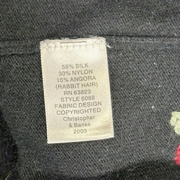 Christopher Banks Vintage Womens Sweater Black Floral Embroidered Beaded XL - Picture 8 of 8